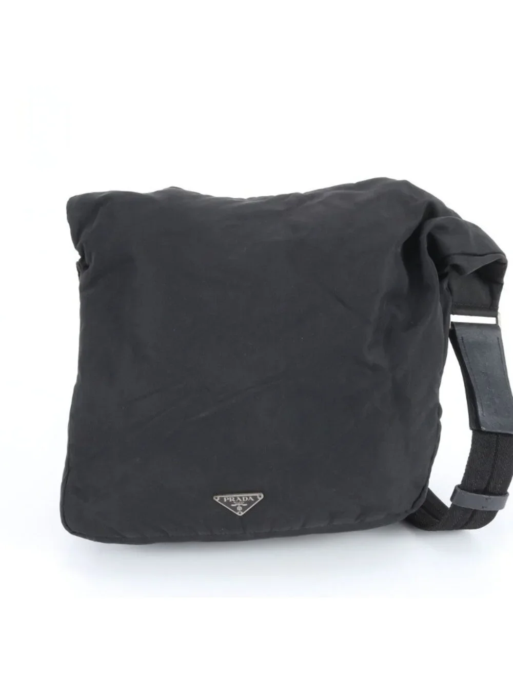 Prada Tessuto Nylon Triangle Logo Leather Shoulder Bag Crossbody